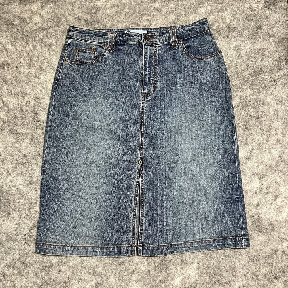 Duplex By Tyte Skirt Women's 12 Blue Denim Pencil BLING Split Front Light Jeans